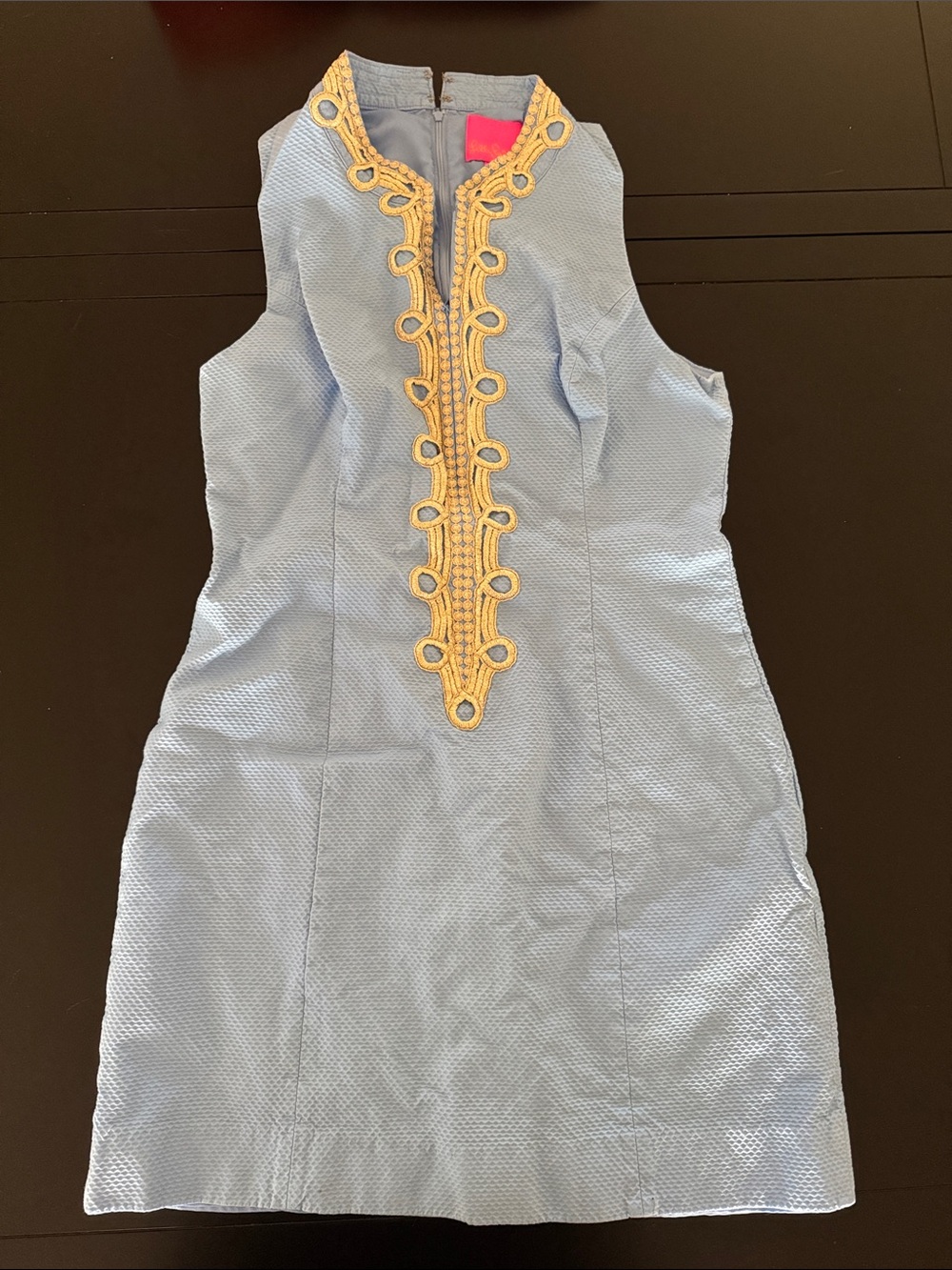Lilly Pulitzer Light Blue Sleeveless Dress with Yellow-Gold Trim